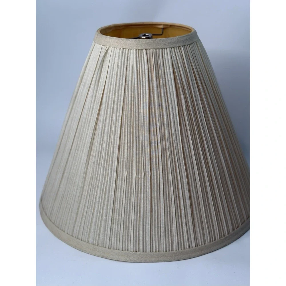 Vintage Ivory Pleated Fabric Large Lamp Shade 12x16